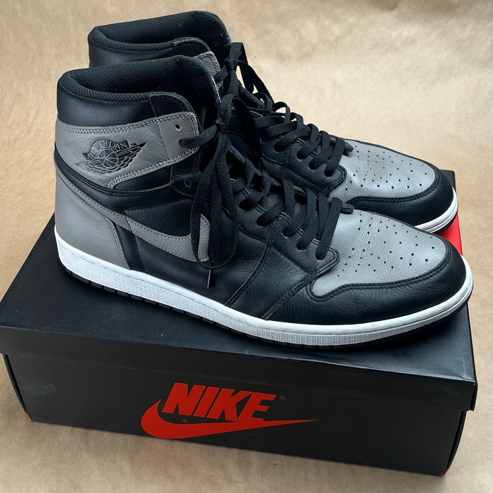 Nike Jordan Retro High OG Shadow Black Gray Sneakers 555088-013 Men's 15